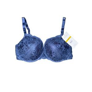 Joyspun Navy Lace Push Up Plunge Underwire Bra 36D NWT
